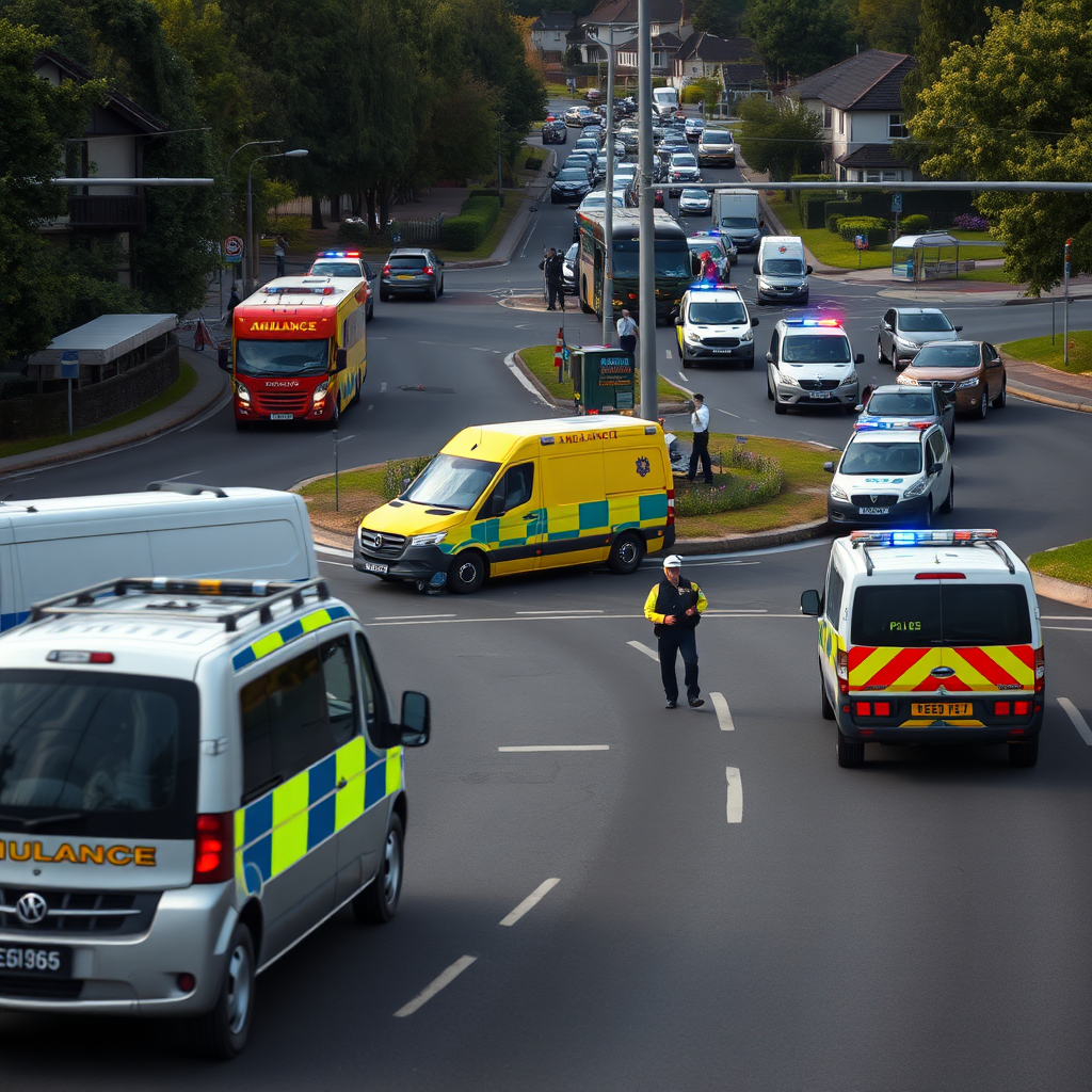 Live News: Emergency services rush to roundabout crash